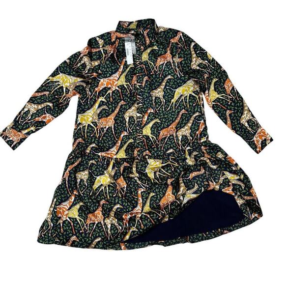 NWT J. Crew Giraffe Shirt Dress Size S Drop Waist Relaxed Fit Lined - Picture 11 of 15